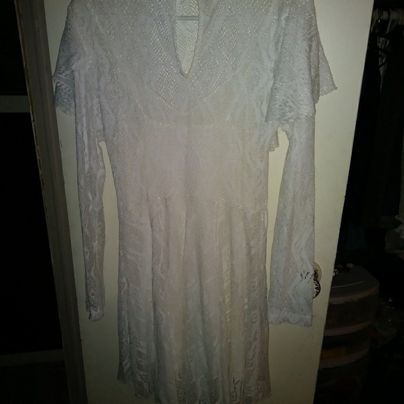 White Dress with side Ruffles - Picture 8 of 8